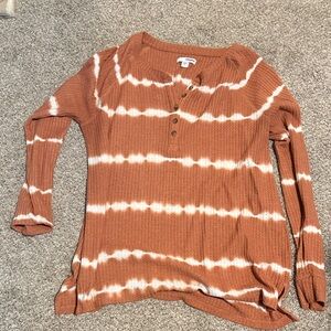 Sonoma Women's Brown and White Long Sleeve Top